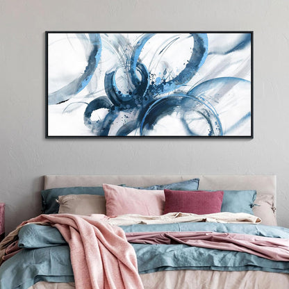 AJAZIKO Blue Canvas Wall Art Abstract Art Wall Decor Wall Art for Living Room Framed Artwork for