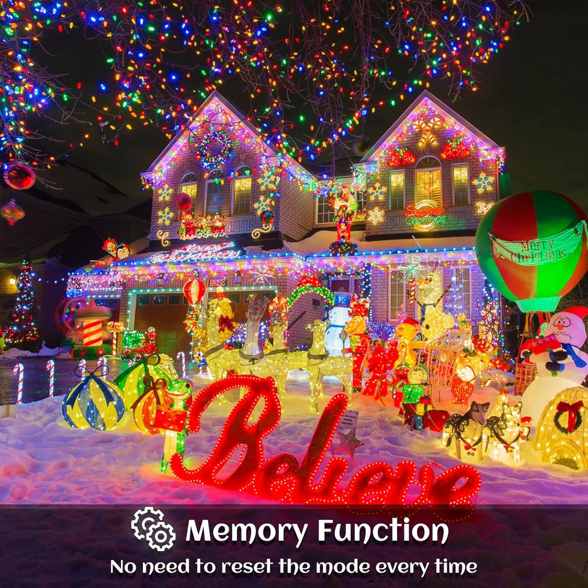 132 ft Christmas Lights -1280 LED Icicle Lights Outdoor with 240 Drops Hanging String Lights, 8