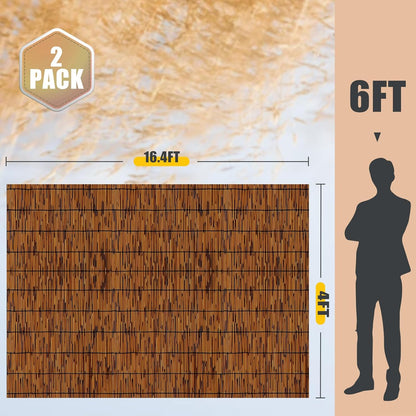 2 Pack Natural Reed Fence,4FT X 16.4FT Bamboo Fencing Privacy Reed Screening for Outdoor, Gallery