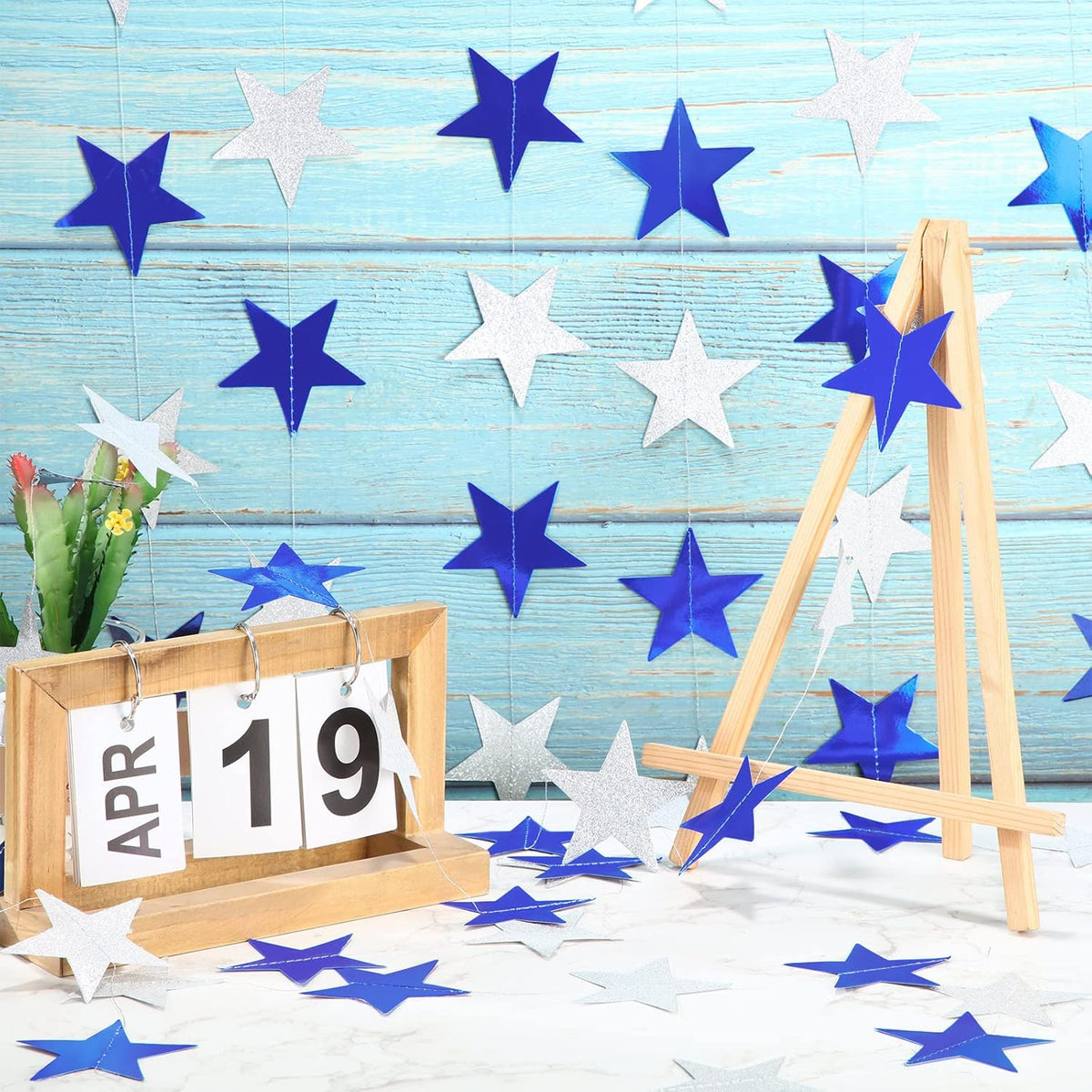 Patelai Glitter Star Garland Banner Decor 130 Feet Star Hanging Bunting Banner Twinkle Backdrop for