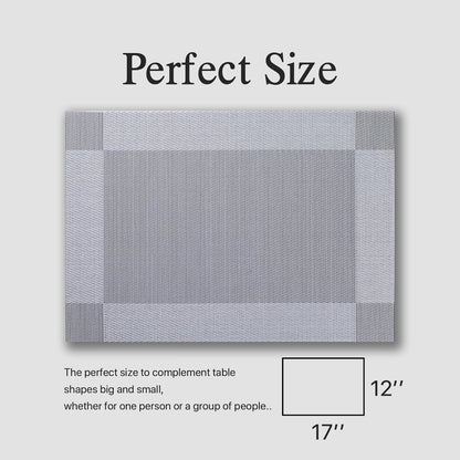 Placemats Set of 4 - Easy Clean Woven Vinyl Placemats for Dining Table, Indoor/Outdoor Place Mats
