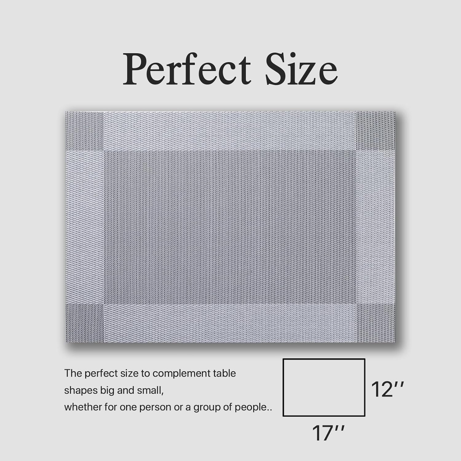 Placemats Set of 8 - Easy Clean Woven Vinyl Placemats for Dining Table, Indoor/Outdoor Place Mats