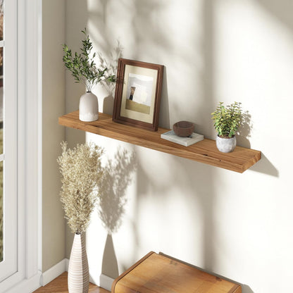 Fun Memories Rustic Elm Wood Floating Shelves for Wall, 48" Floating Shelf Wall Mounted, Long