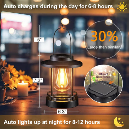Hanging Solar Lanterns Outdoor Waterproof – 2 Pack Decorative Solar Lights for Outside, Patio