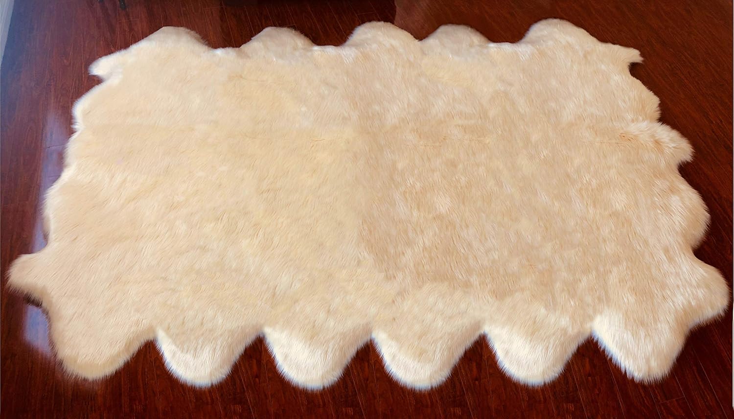 LAMBZY Faux Sheepskin Hypoallergenic Free Shape Silky Shag Rug, Luxury Shaggy Plush Carpet for