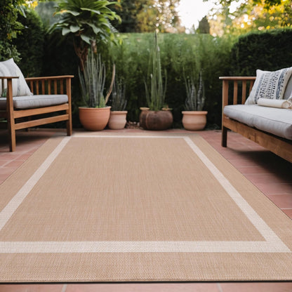 Bordered Outdoor Rug 6x9 Washable Outside Carpet for Indoor Patio Porch Waterproof Easy Cleaning