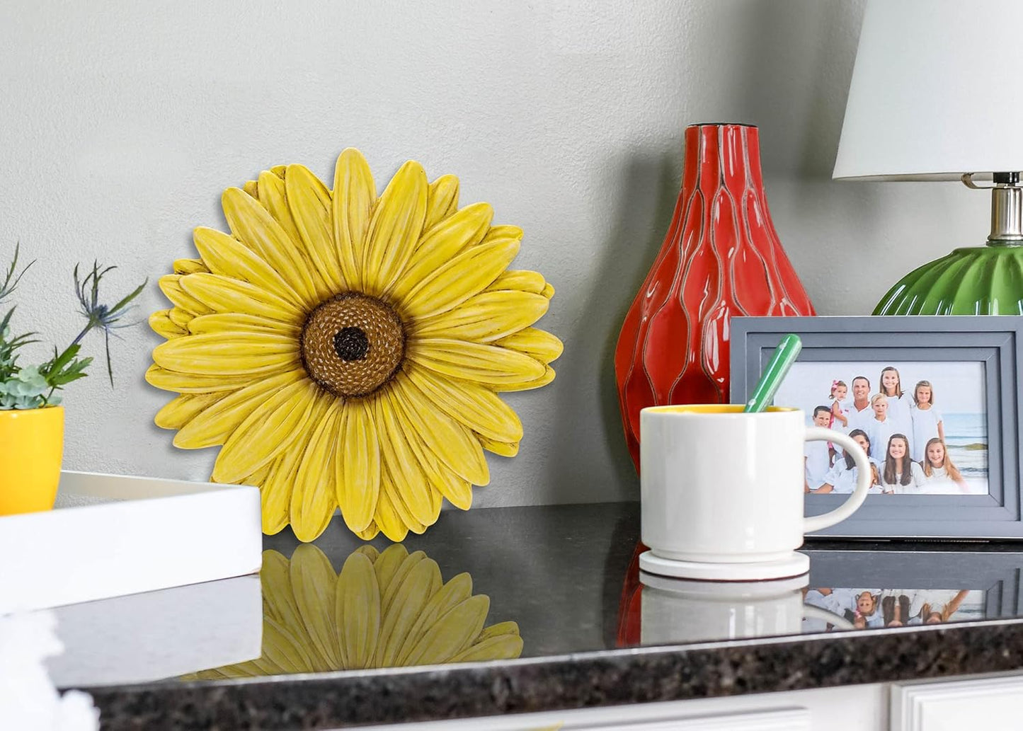 NAT & Jules Gerbera Daisy Flower Shaped Dimensional Indoor Outdoor 12 inch Cast Resin Decorative