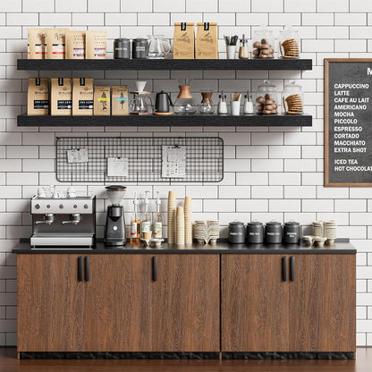 Heimlove Floating Shelves for Wall 48 Inches Long,9.3" Deep Black Floating Shelf Set of 2,Wall