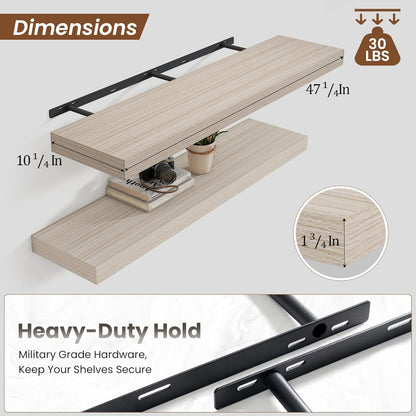 Heimlove 48" Floating Shelves for Wall,10 Grey Deep Rustic Wood Display & Storage Wall Shelves with
