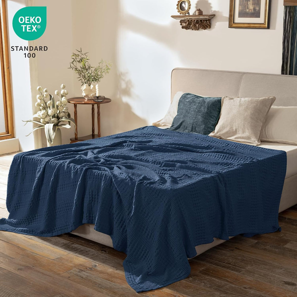 PHF Cooling Waffle Blanket Queen Size, Lightweight 60% Rayon Derived from Bamboo & 40% Cotton