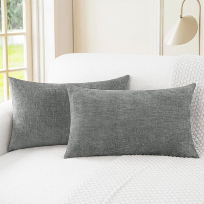 CaliTime Throw Pillow Covers Decorative 16 X 26 Inches Pack of 2 Cozy Chenille Cushion Cases for
