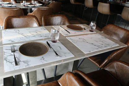 Marble Faux Leather PU Placemats, Set of 8, Easy to Clean, Heat & Stain Resistant for Conference