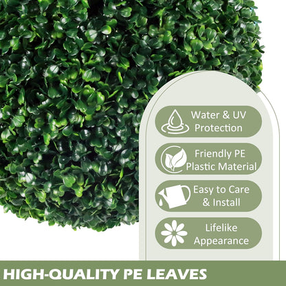 Ogrmar 2 PCS 17.7 inch 2 Layers Artificial Plant Topiary Ball Faux Boxwood Decorative Balls for
