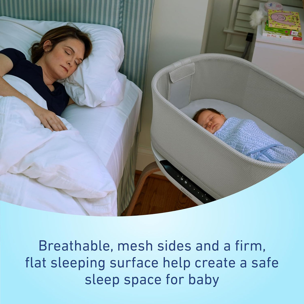 Graco SmartSense Soothing Baby Bassinet – Smart Newborn Bassinet Detects and Automatically Responds
