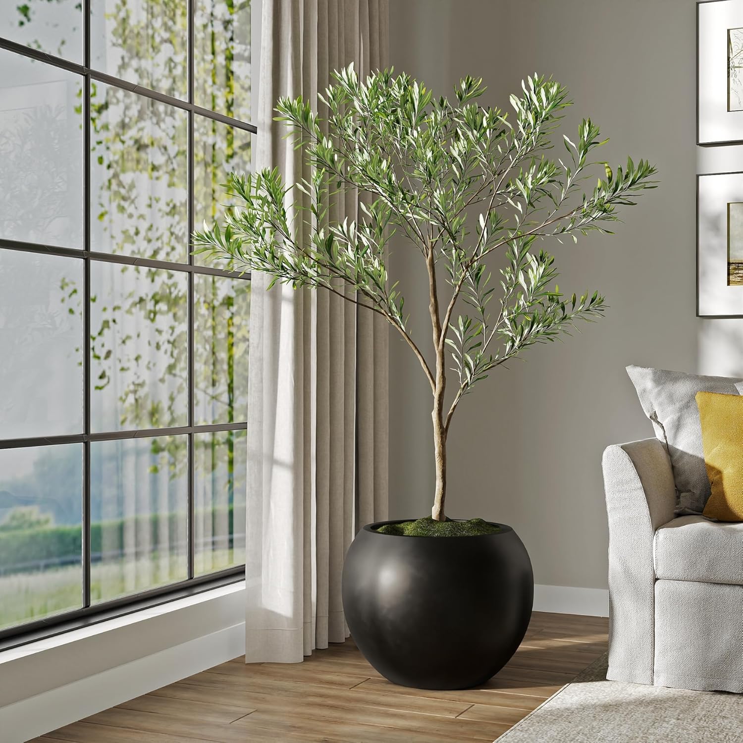 DTY Signature Mount Sherman Lightweight Durable Modern Fiberstone Sphere Planter for Indoor &