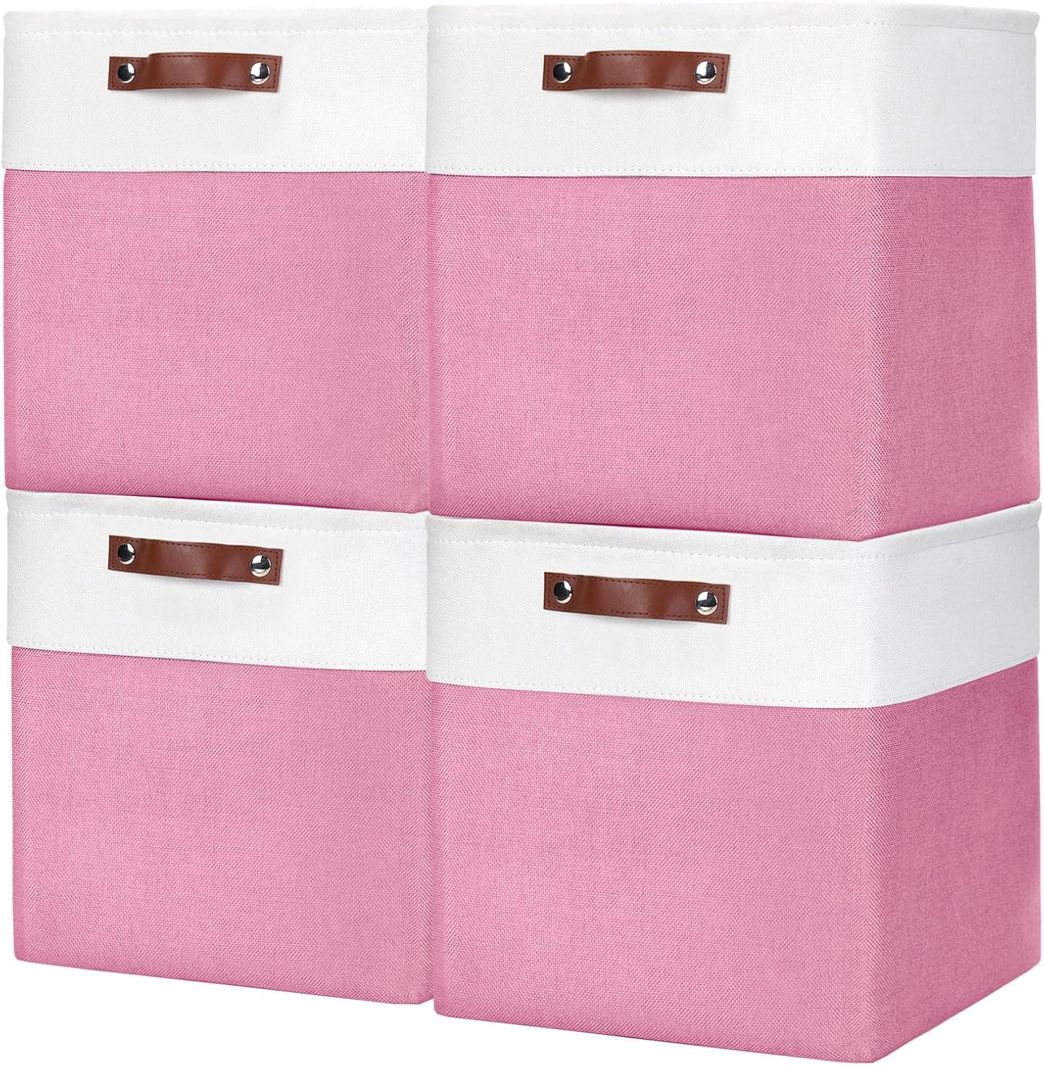13x13 Cube Storage Bins, Collapsible Fabric Storage Box, 4 Pack Closet Baskets with Handles for