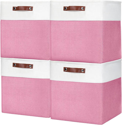 13x13 Cube Storage Bins, Collapsible Fabric Storage Box, 4 Pack Closet Baskets with Handles for