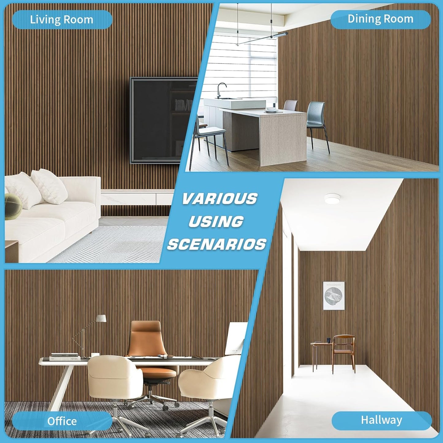 Art3d 4-Pack Glue-On Fine Bar Wainscoting Panel for Interior Wall Decor - 104 x 12 Inch Polystyrene