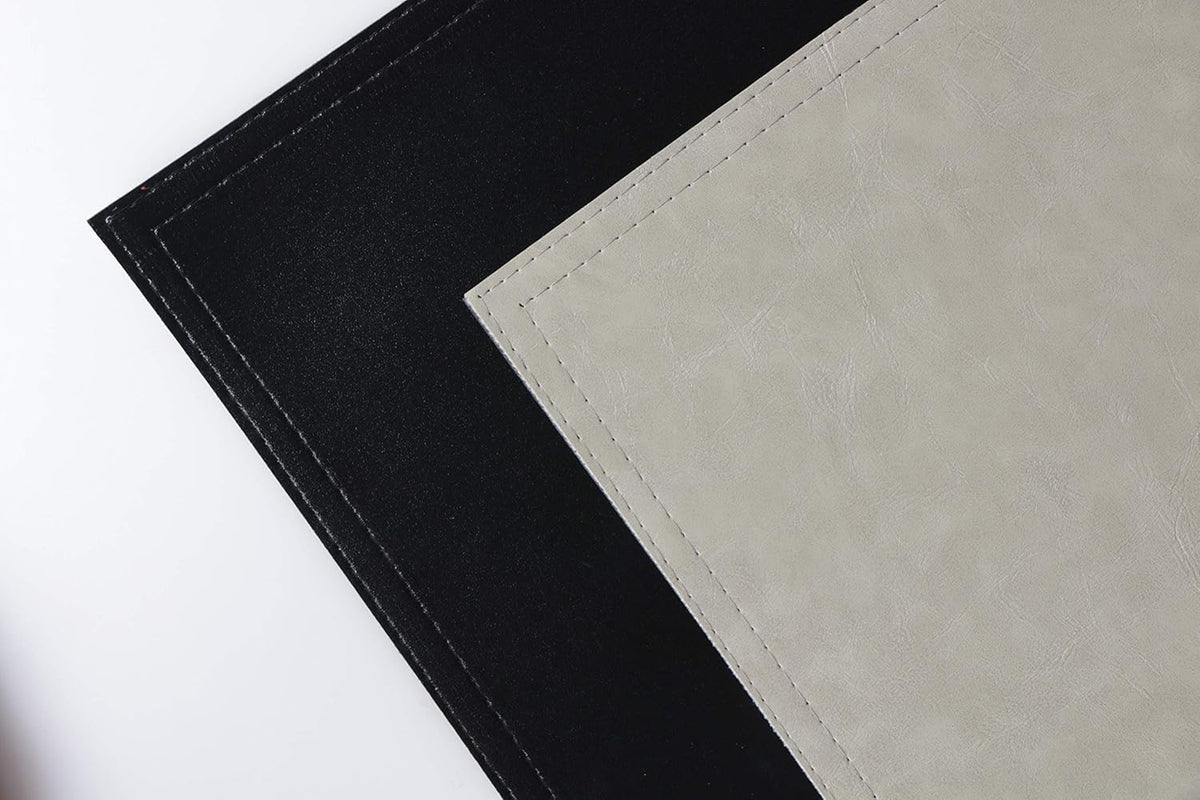 Waterproof PU Placemats, Faux Leather Dining Table Mat, Set of 6, Easy to Wipe Off Scrub Vinyl Mat