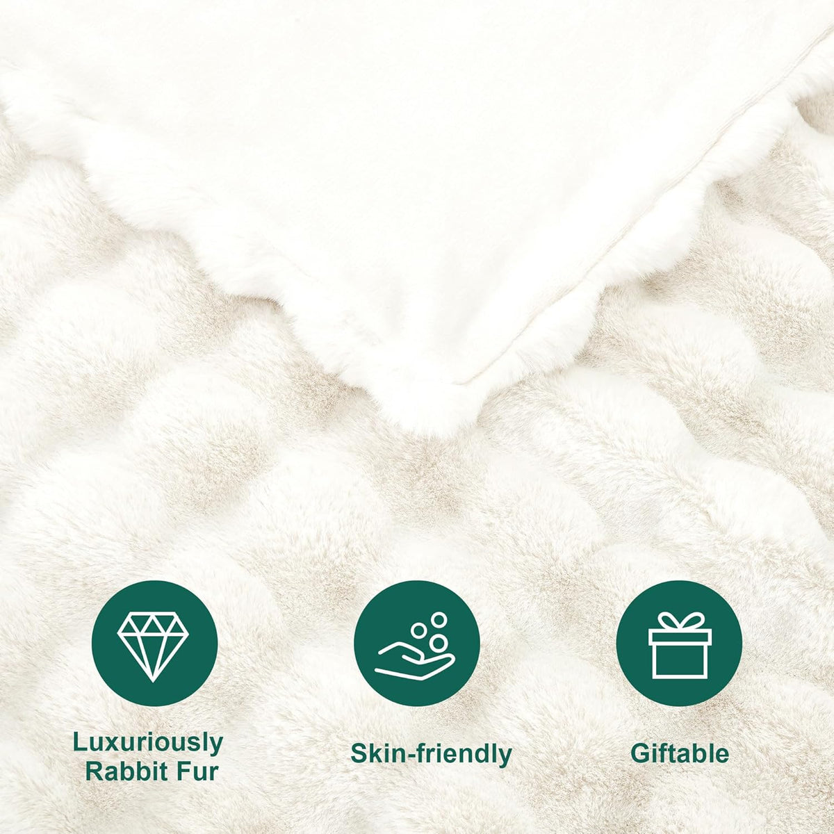 DREAMNINE Large Soft Thick Fuzzy Bubble Faux Rabbit Fur Blanket Full Size 70" x 80",Double Sided