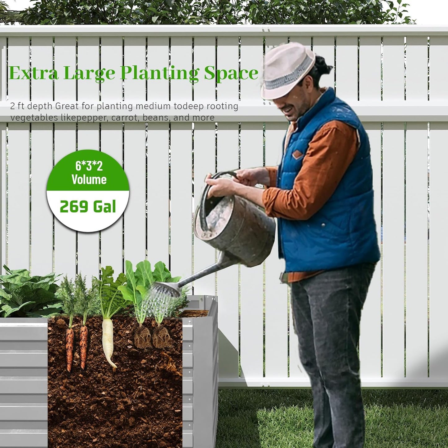 6x3x2 ft Raised Garden Bed, Large Metal Planter Raised Beds, Planters for Outdoor Plants for