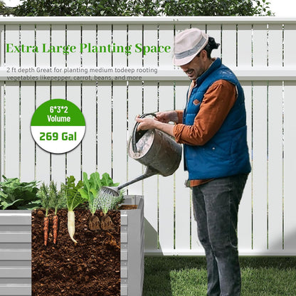 6x3x2 ft Raised Garden Bed, Large Metal Planter Raised Beds, Planters for Outdoor Plants for