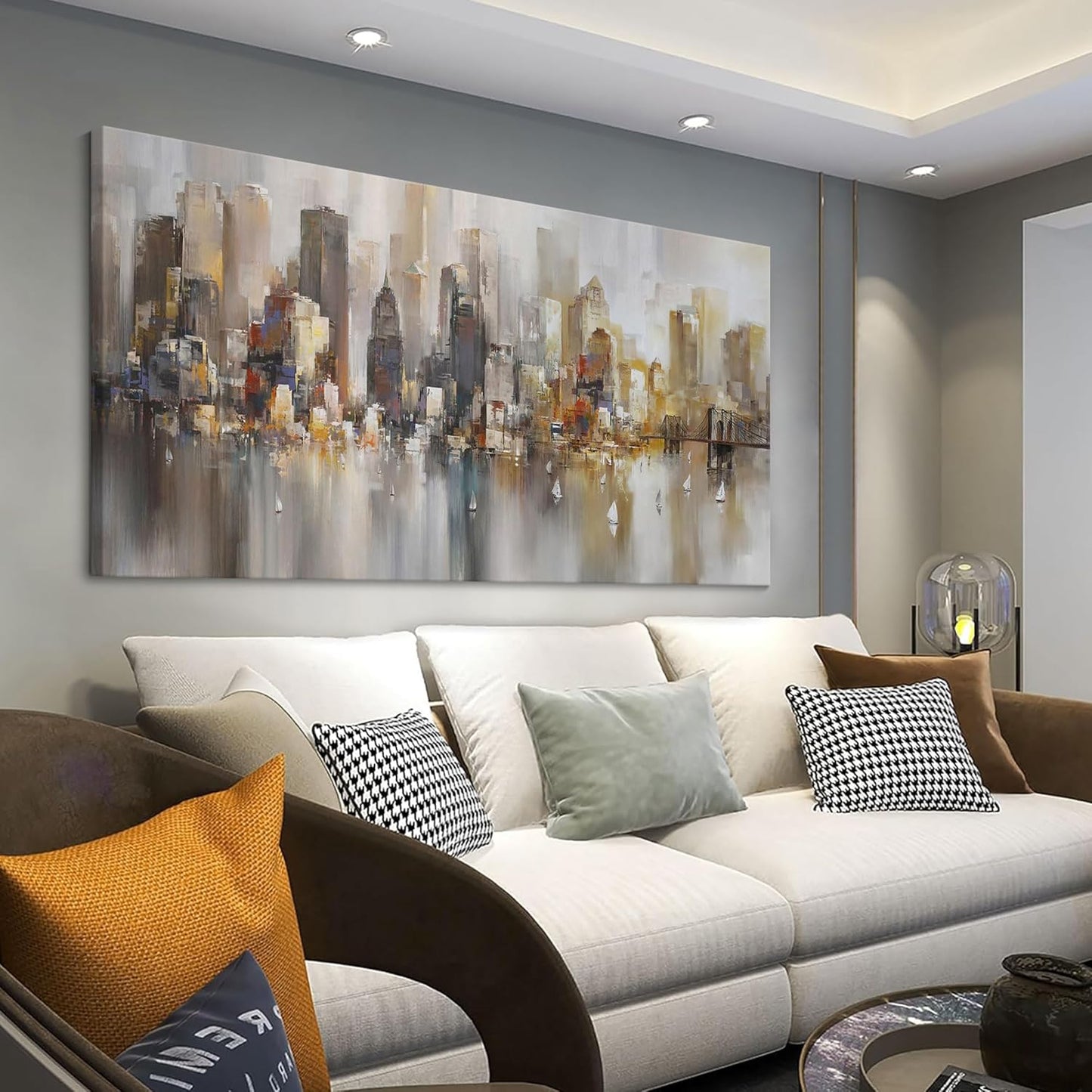 New York City Wall Art - Modern Abstract Wall Art for Living Room, Office & Bedroom Cityscape &