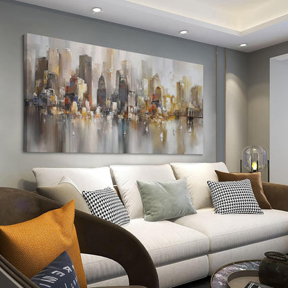 New York City Wall Art - Modern Abstract Wall Art for Living Room, Office & Bedroom Cityscape &