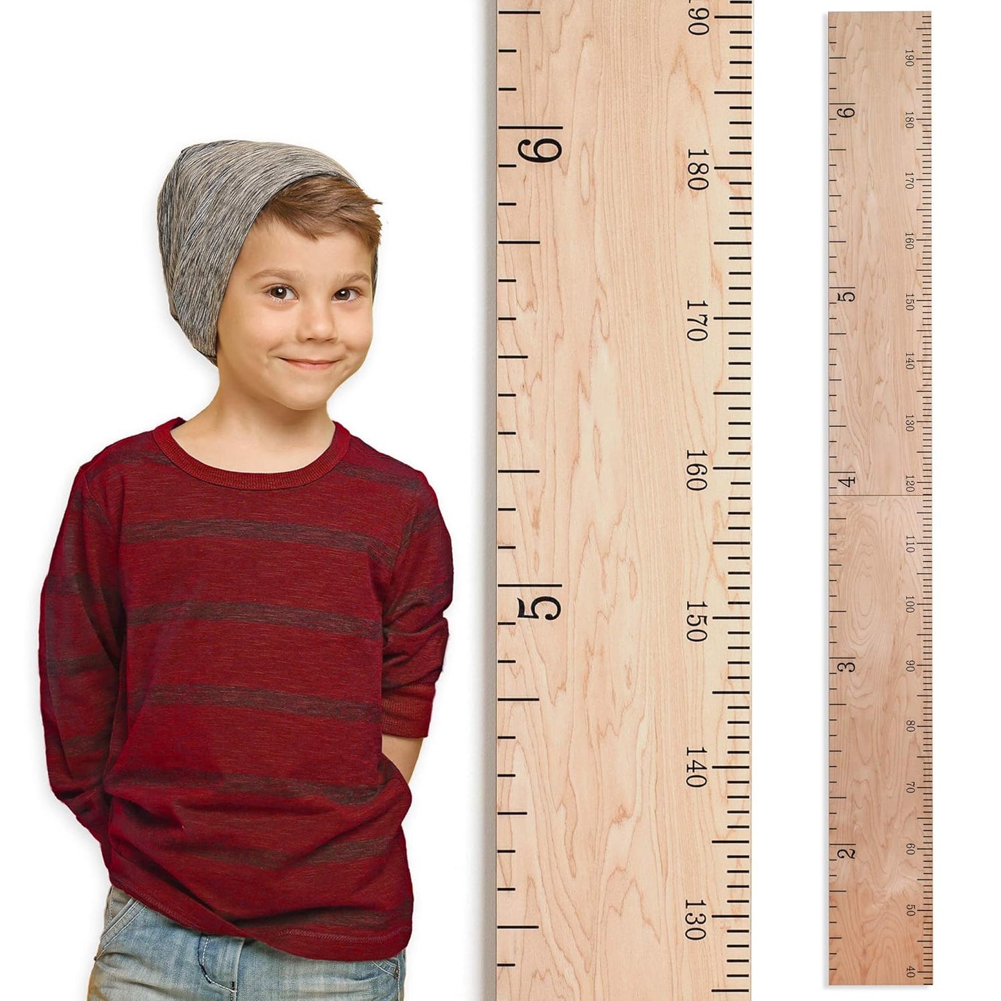 Wooden Growth Chart for Wall - Size Height Chart for Kids, Growth Measuring Board and Kids Height