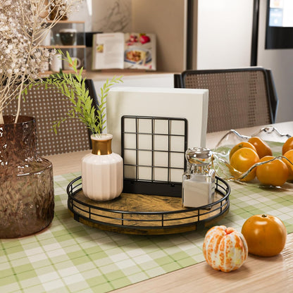 Lazy Susan Turntable Organizer for Table Top, 10’’ Round Wooden Lazy Susan for Cabinet Kitchen