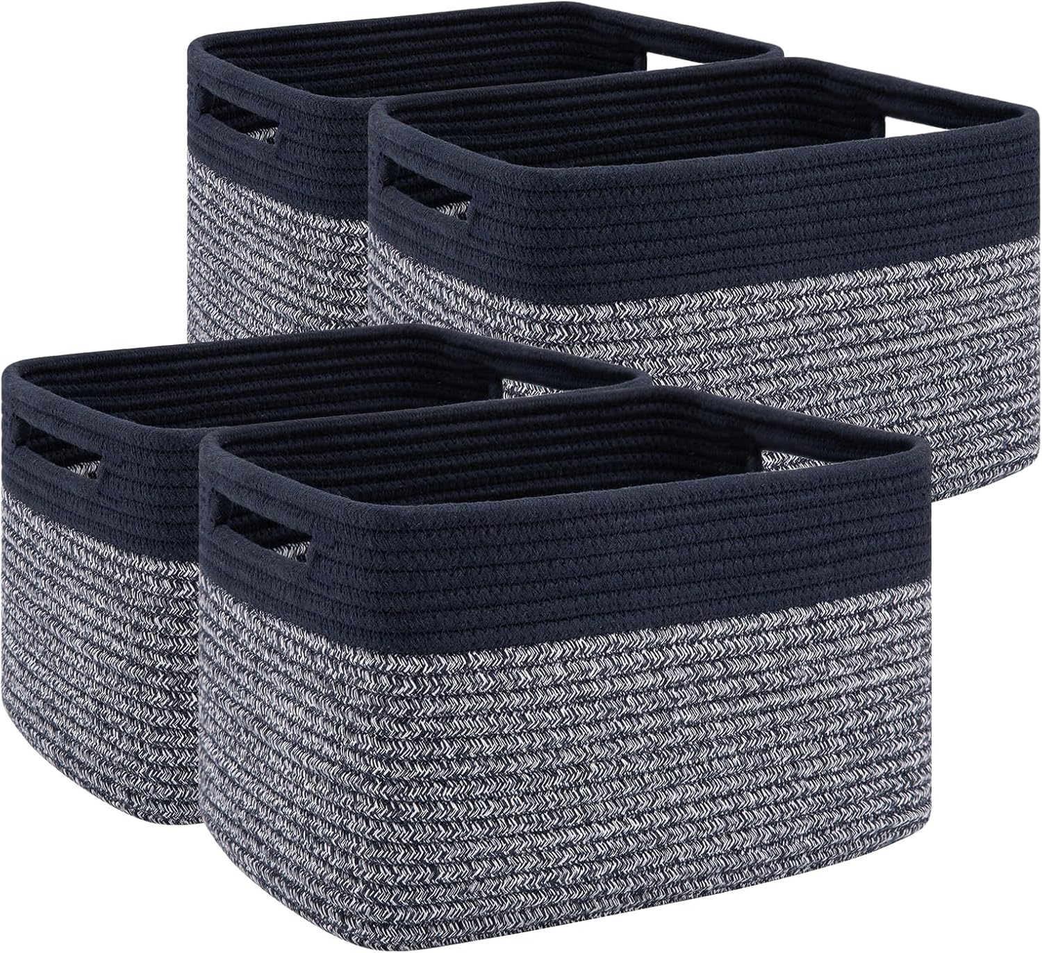 4 Pack Storage Baskets for Organizing, Woven Baskets for Shelves - Perfect for Toys, Books, Towels