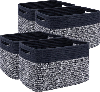 4 Pack Storage Baskets for Organizing, Woven Baskets for Shelves - Perfect for Toys, Books, Towels