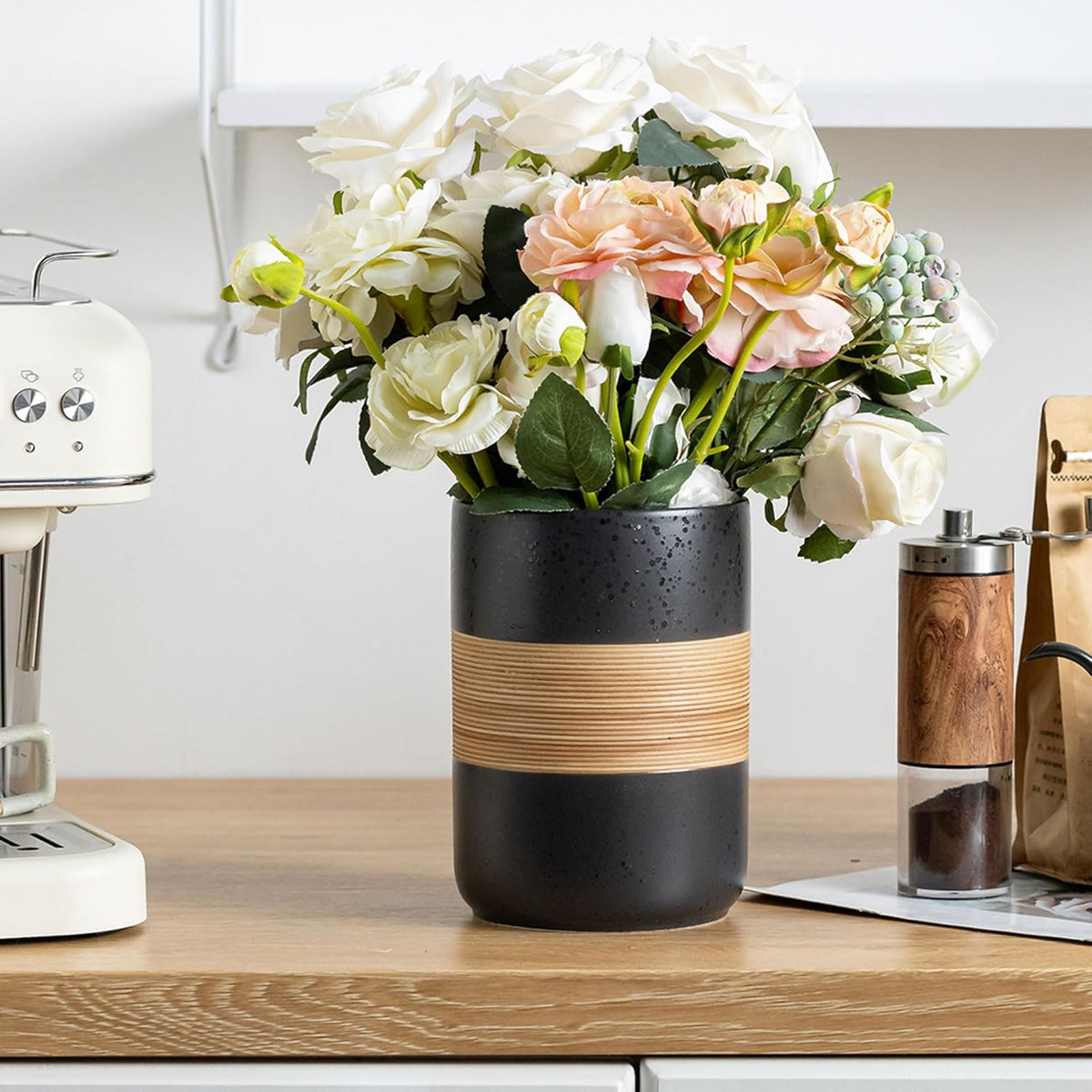 Large Storage Containers with Lids, Ceramic Coffee Container Kitchen Food Storage Jars for Spice