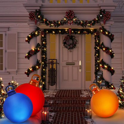 Jetec 3 Pcs Outdoor Light Up Christmas Ball Decorations Large Christmas Inflatable PVC Decorated