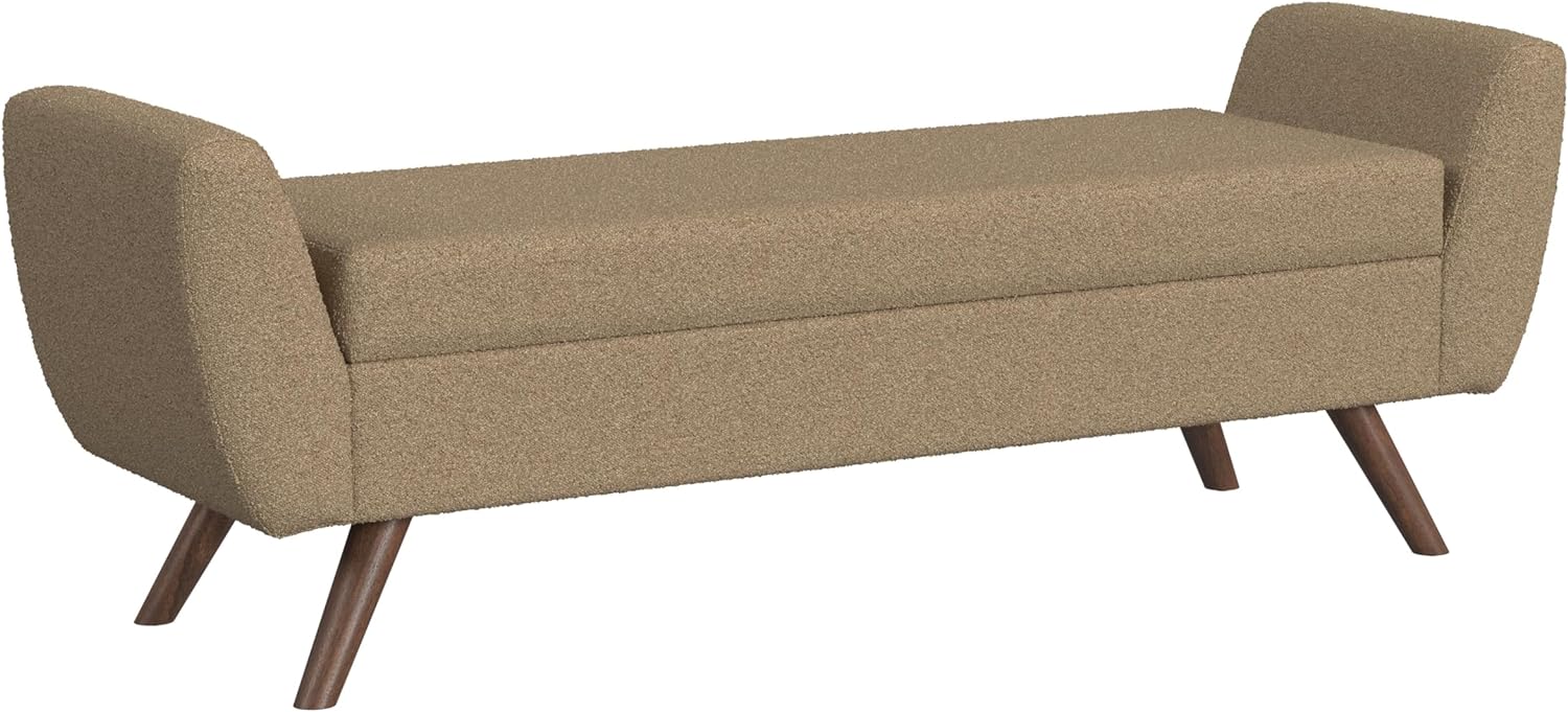 HomePop Modern Storage Bench with Wood Legs Home Décor|Bench with Storage for Living Room & Bedroom
