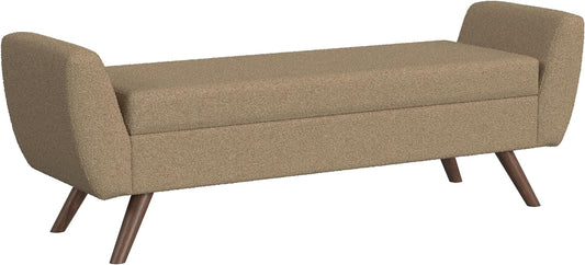 HomePop Modern Storage Bench with Wood Legs Home Décor|Bench with Storage for Living Room & Bedroom