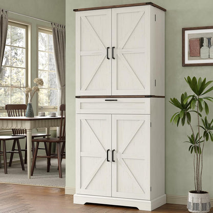 72'' Kitchen Storage Pantry Cabinet, Tall Storage Cabinet with 8 Door Shelves, 2 Cabinets and 1