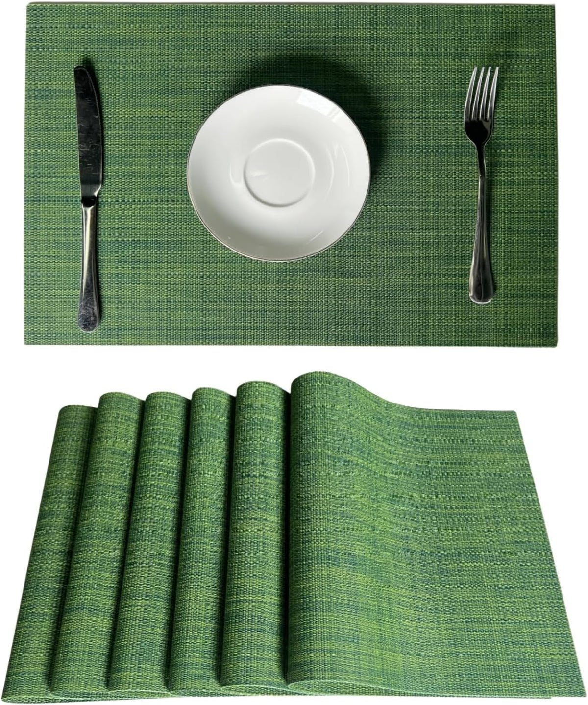WAZAIGUR Placemats Set of 6 for Dining Table Heat-Resistant Washable Place Mats Woven Vinyl Kitchen