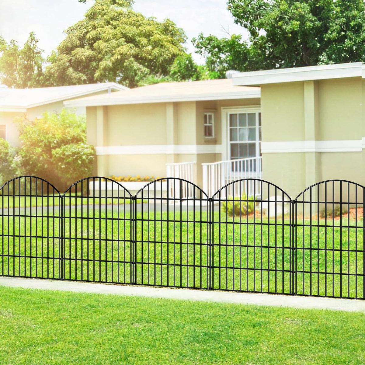 Metal Garden Fence 36in (H) x 23.3ft (L), 10 Panels + 11 Stakes Dog Fences Border Fence Animal