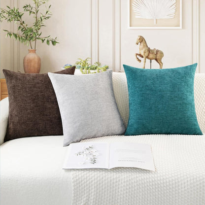 CaliTime Throw Pillow Covers Decorative 12 X 20 Inches Pack of 2 Cozy Chenille Cushion Cases for