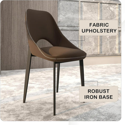 LeisureMod Amalfi Upholstered Fabric Dining Chair – Modern Side Chair with Iron Legs, Mid-Century