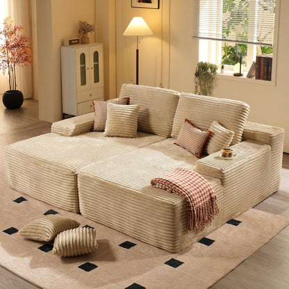 ovios 81" Oversized Sectional Double Lounge Chaise with Cloud Plush Sofa Bed, No Assembly Required