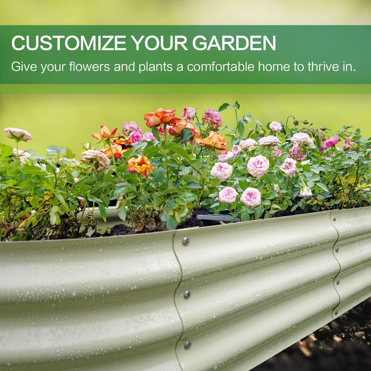 Gardmax Galvanized Raised Garden Bed, Lightweight Planter Boxes Outdoor with Easy Assembly, Large