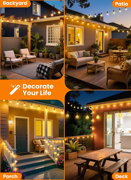LED Outdoor String Lights, 25FT 12+1 Shatterproof Bulbs Outdoor Patio Lights, IP65 Waterproof