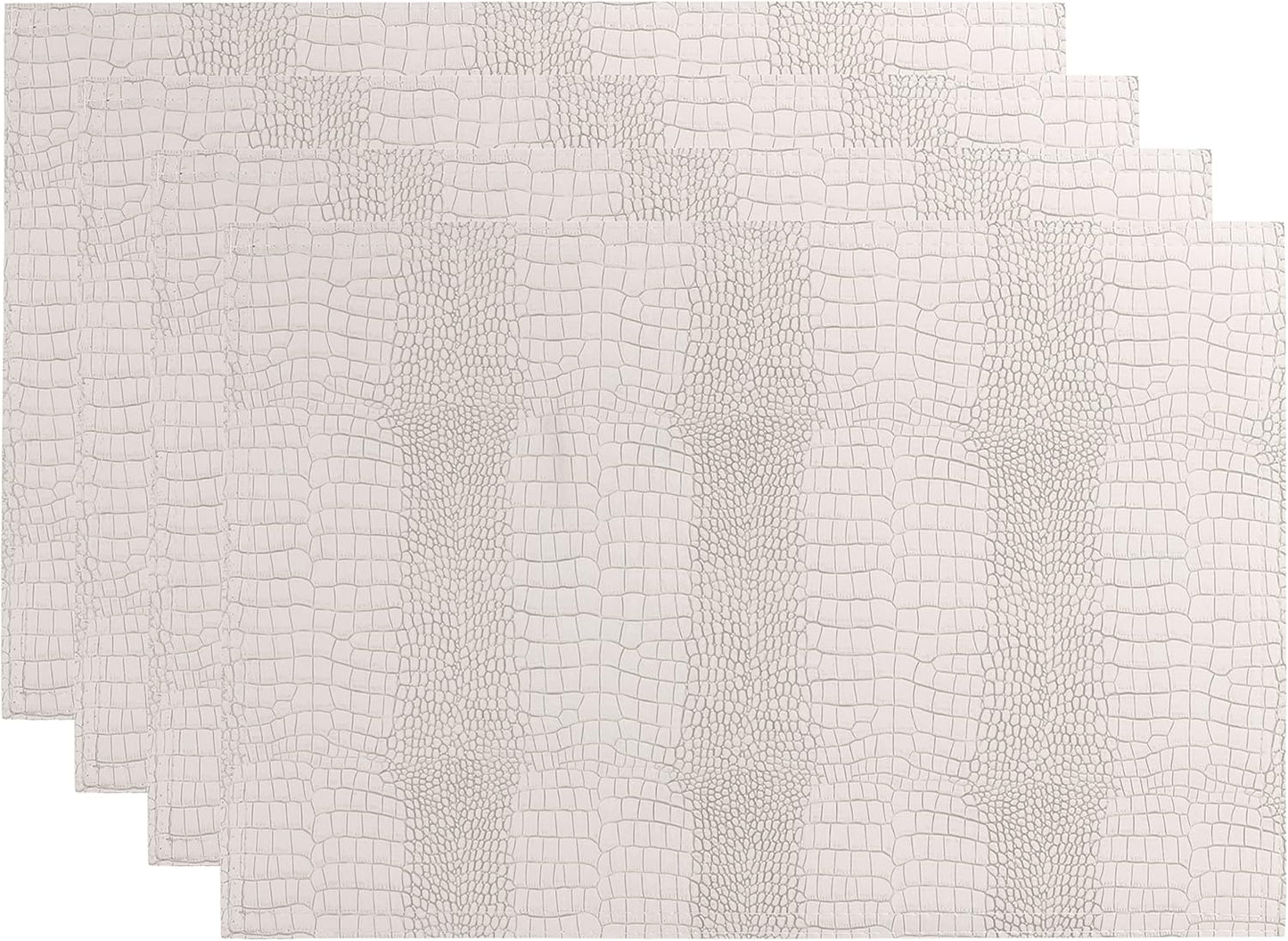 Waterproof PU Placemats, Faux Leather Hardboard Place Mats, Set of 4 Table Mats, Easy to Clean