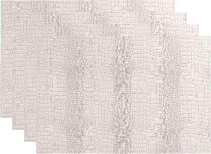 Waterproof PU Placemats, Faux Leather Hardboard Place Mats, Set of 4 Table Mats, Easy to Clean