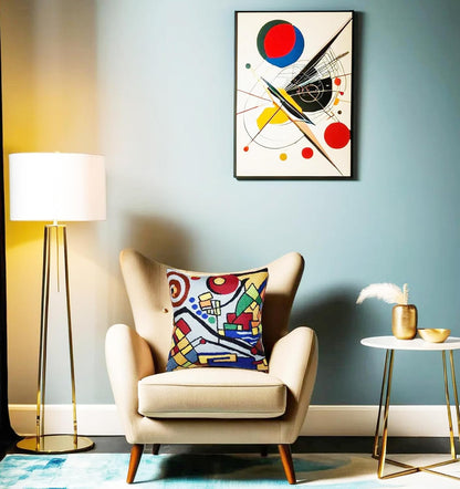 Kandinsky Decorative Pillow Cover Coastal Hand Embroidered Abstract Toss Pillows Farmhouse Chair