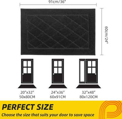 JSEI Dirt Trapper Door Mat 24"x36", Non-Slip Washable Entryway Mats, Dog Door Mat, Stain Resistant