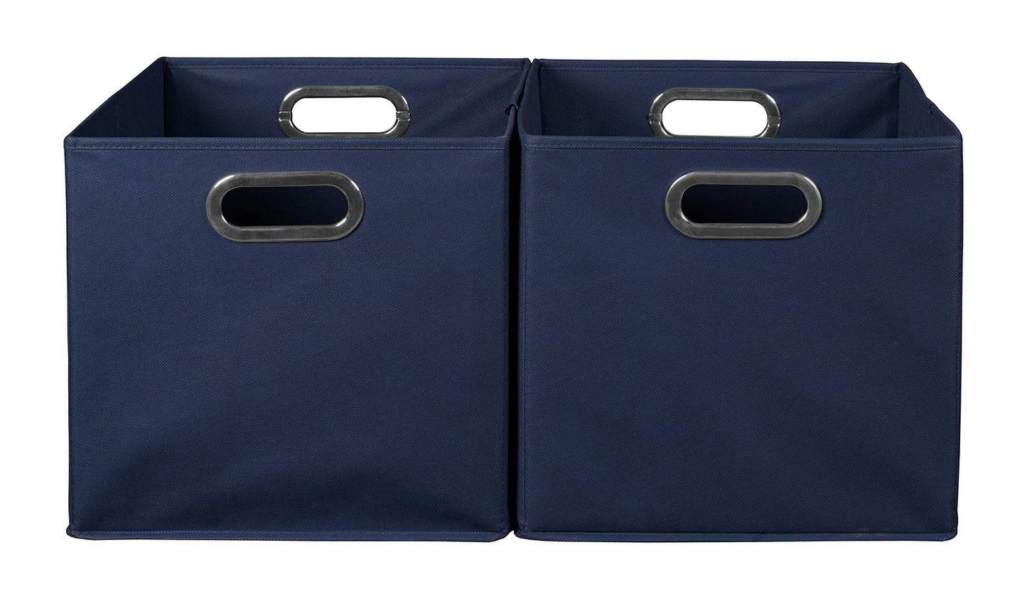 Niche Cubo Set of 2 Foldable Fabric Storage Bin with Label Holder- Blue
