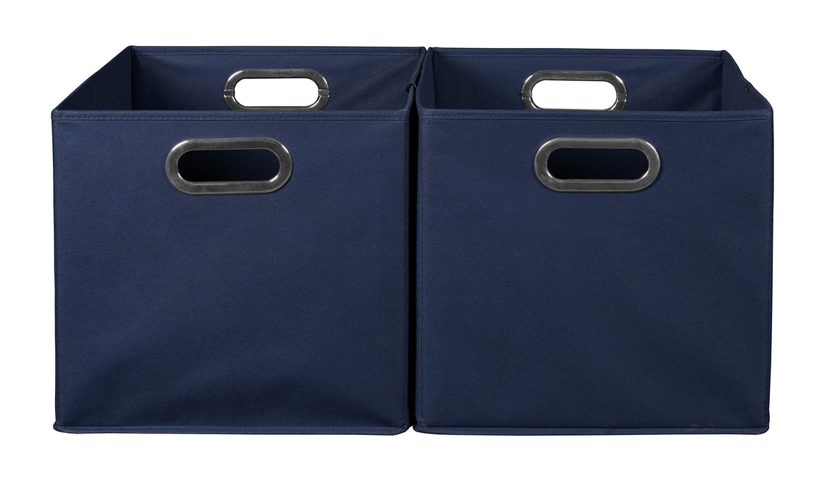 Niche Cubo Set of 2 Foldable Fabric Storage Bin with Label Holder- Blue